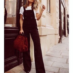 Sezane overalls size FR 46 US 14 Sidonie wool blend wide leg pinafore‎ dungaree